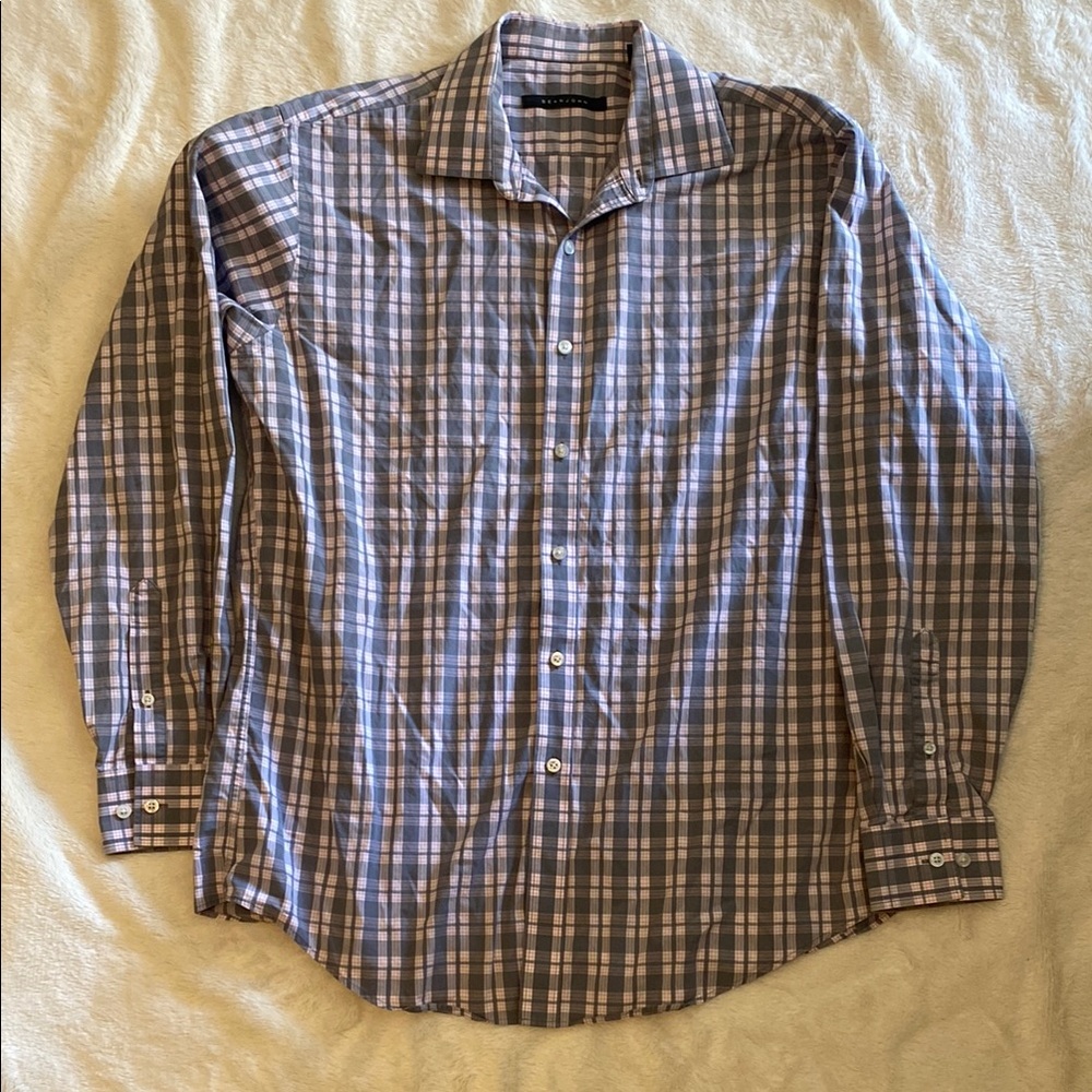 Sean John Blue and Pink Casual Button Down Shirt